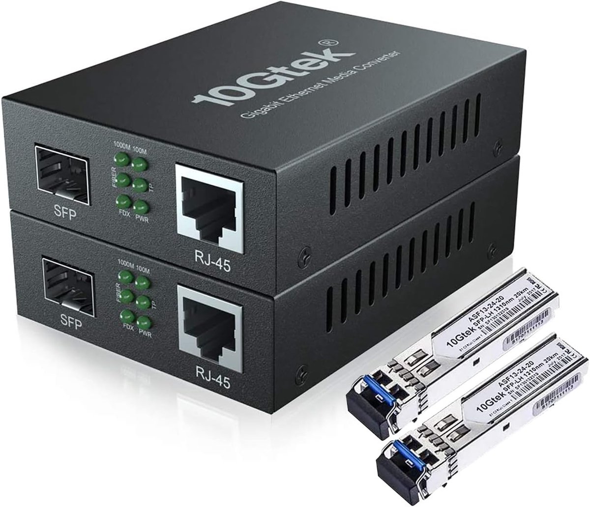 Ethernet Media Converter - Netwerk Adapter - Netwerk Uitbreiding - Tot 20km Bereik - Compact