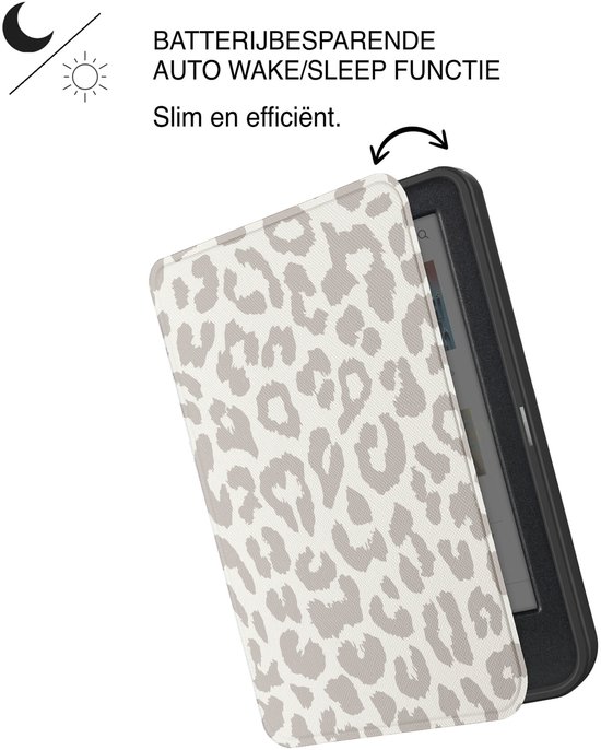 Lunso Geschikt voor Kobo Clara BW / Clara Colour hoesje (6 inch) - Vegan Saffiano Leren Sleep Cover - Calm Serengeti van Merkloos — afbeelding 3