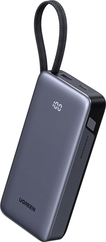 UGREEN Power Bank, 20000mAh 45W Charge rapide avec câble USB-C intégré et PD bidirectionnel 45W, batterie de téléphone mobile externe compatible avec Galaxy S25+/Ultra, série iPhone