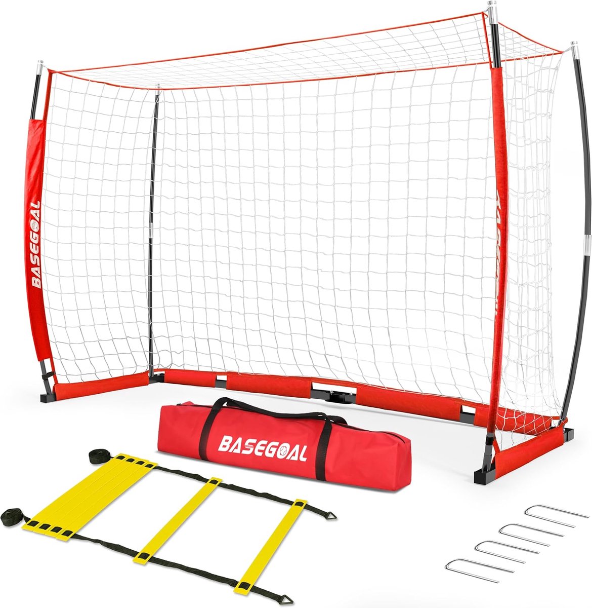 Voetbaldoel Tuin - Draagbaar Net - Jeugd Training - Inclusief Ladder - 180x120cm - Zwart