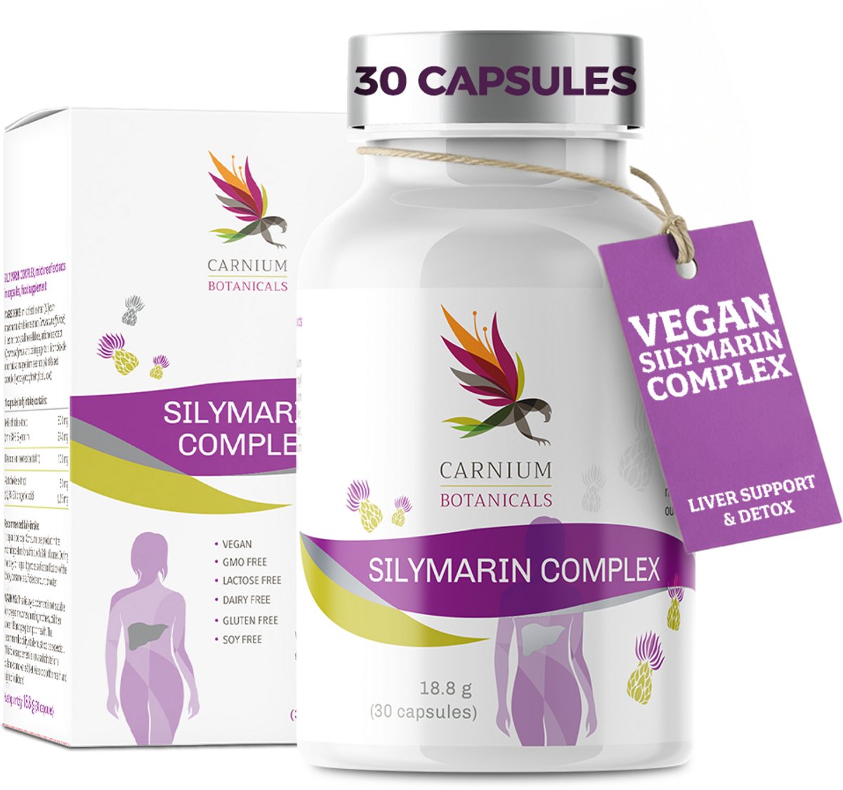 Carnium Botanicals Silymarin Complex - Leverondersteuning & Spijsvertering - Met Mariadistel, Paardenbloem & Artisjok - 30 Capsules - 30 Dagen