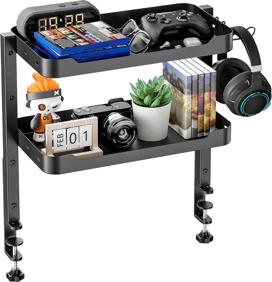 Bureau Plank - Bureau Organizer - Werkplek Inrichten - Verstelbare Hoogte - 40 cm Breed - Zwart