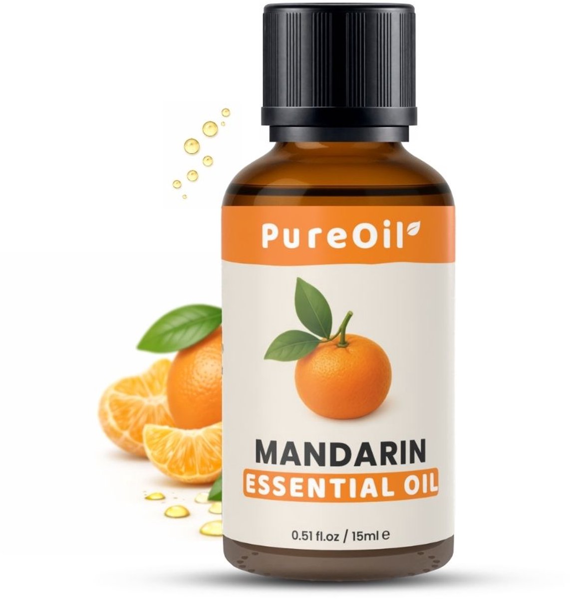 PureOil – Mandarijn Etherische Olie – 15ml – 100% Puur, Natuurlijk & Vegan – Voor Huid | Gezicht | Scalp | Diffuser | Aromatherapie