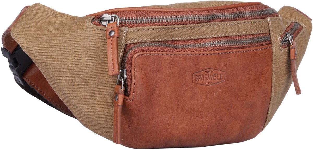Boutique Trukado - Sparwell Heuptas-Fanny pack-Crossbody canvas/echt leer - Simple Sloan beige - (bxhxd) ca. 32 x 14,5 x 7cm