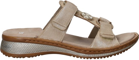 Ara slippers met slangenprint goud