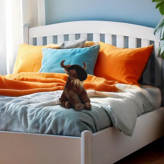 Pluche Gnoe - Knuffel Wildebeest - Kinderen Leren - Gemaakt van gerecycled materiaal - 23 cm - Bruin — afbeelding 2
