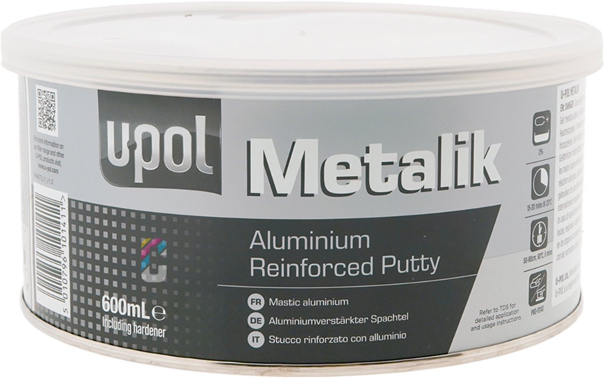 U-POL Metalik 2K Aluminium Plamuur 600ml + Verharder