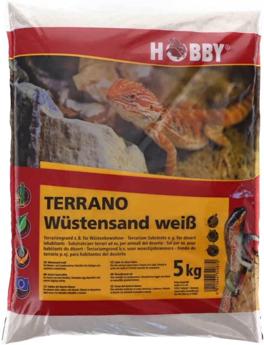 Terrarium Zand - Bodembedekking Reptiel - Woestijn Terrarium - Natuurlijke Kleur - 5 kg - Wit