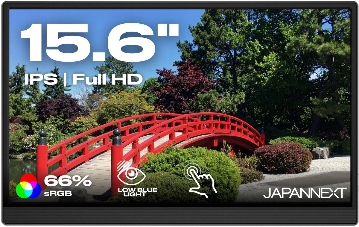 JAPANNEXT Draagbare Touchscreen Monitor 15.6" IPS Full HD (1920x1080) | JN-MD-i156F-T-LE