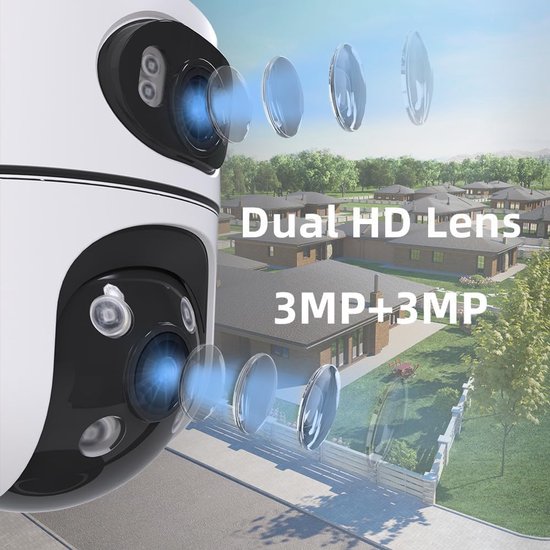 Beveiligingscamera Buiten - PTZ Camera Wifi - Huis Beveiligen - Dubbele Lens 360 - 30m Nachtzicht - Wit van Merkloos — afbeelding 2
