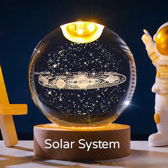 3D Galaxy Crystal Ball Night Light- 6 CM Solar System Lamp-Custom Crystal Photo Night Lamp-3D Glass Ball Light-Bedroom Decor Crystal Lamp