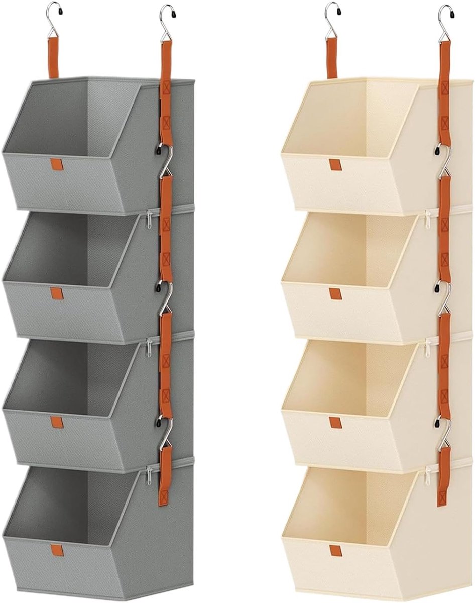 Hangende Organizer - Deur Opbergrek - Ruimte Besparen - 4 Lagen Opslag - 120cm Hoog - Grijs