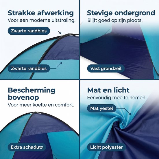 Cheqo® Strandtent - Strand Tent - Pop Up Strandtent - Pop Up Tent Strand - Strandtent Pop Up - Strand Shelter - Strand Schuiltent - Strandtentje - Strandtent met Grondzeil - Strandtent UV Bescherming - UV Strandtent - Strandtent UV 50 van Merkloos — afbeelding 5