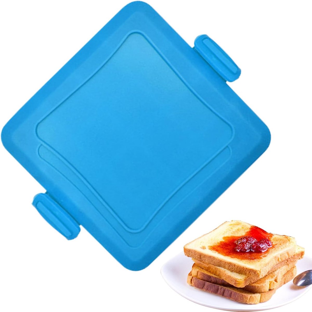 Sandwichmaker Pers - Panini Grill - Ontbijt Thuis - Rookvrije Elektrische Grill - 16x14x3 cm - Blauw