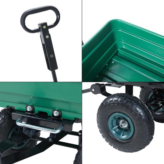 Bolderkar Transportkar - Draaghulp Tuin - Zware Lasten Vervoeren - Kantelfunctie Eenvoudig Lossen - 111x51x50 cm - Groen Zwart van Bolderkar — afbeelding 3