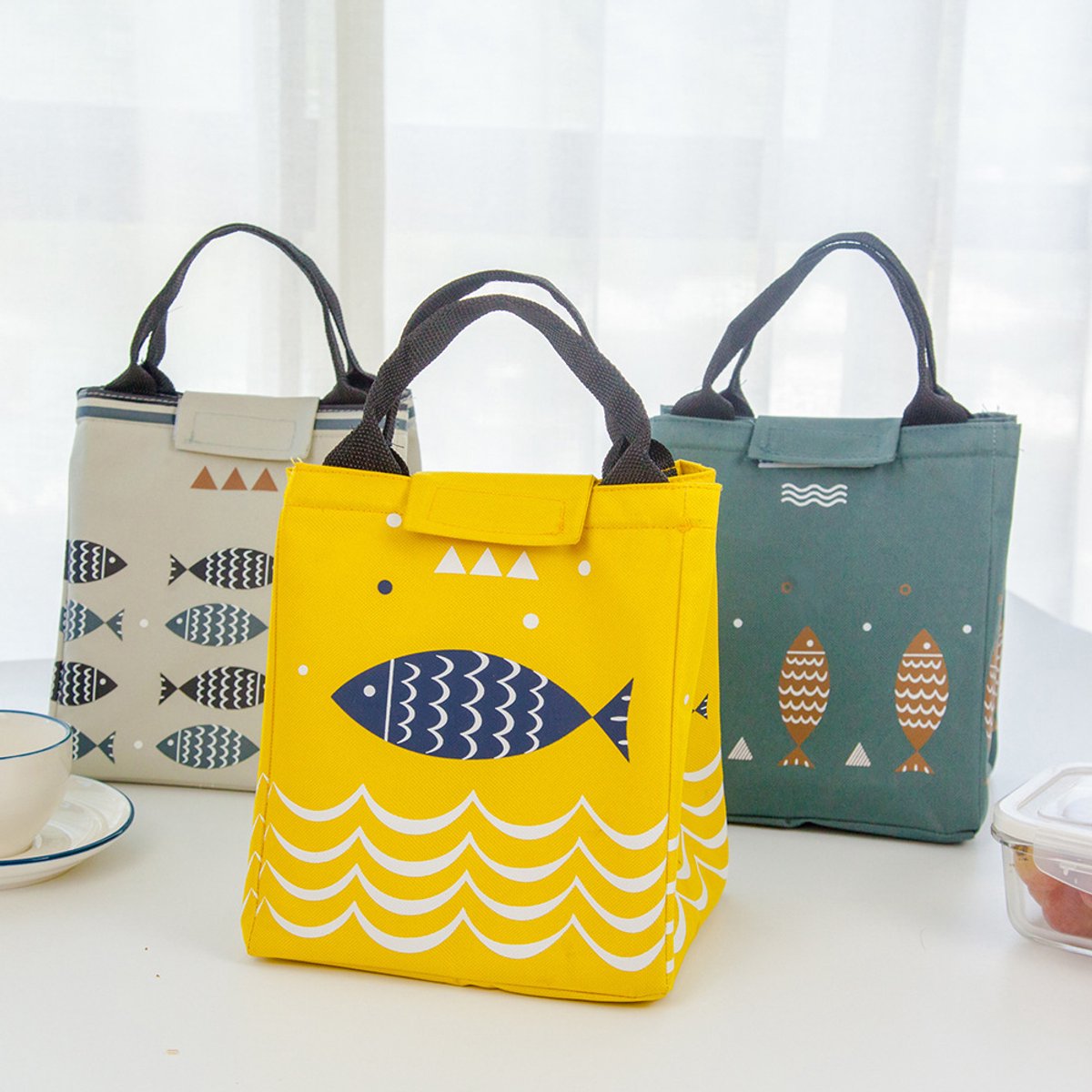 Verdikte handtas met cartoonprint - Lunchtas - Oxfordstof - Geïsoleerde tas - Lunchtas voor studenten - Koeltas voor buiten - Lunchtas - Opbergtas