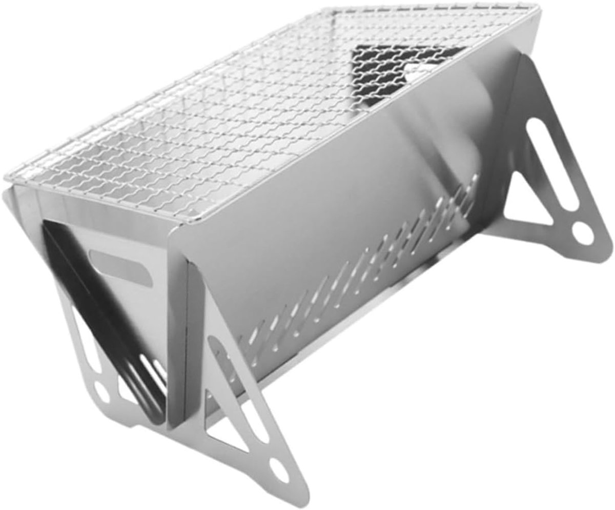 Barbecue Rek - Kampeer Grill Fornuis - Buiten Koken - Roestvrij Staal - 21 x 15 x 13 cm - Zilver