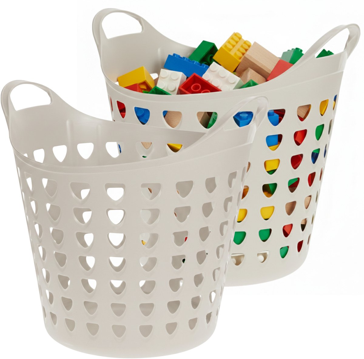 Storage solutions Speelgoedmand - 2x - beige - 26 liter - kunststof - 40 x 41 cm