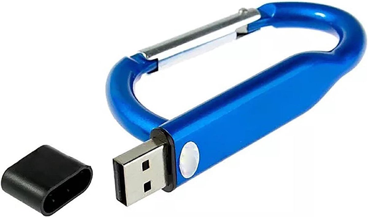 Geheugenstick Karabijnhaak - USB Stick - Data Opslag - Snelle USB 3.0 - 128 GB - Blauw