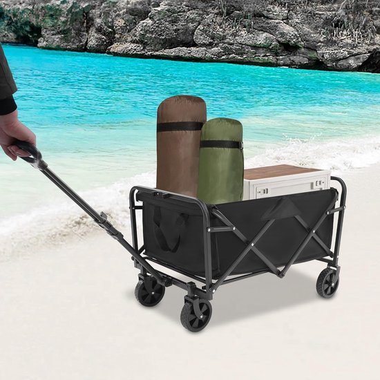 Bolderkar Opvouwbaar - Handwagen Transportwagen - Outdoor Activiteiten - Hoge Draagkracht 90kg - 46x71x90cm - Zwart van Bolderkar Opvouwbaar — afbeelding 4