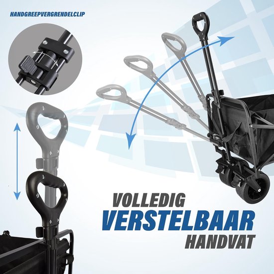 Opvouwbare Bolderkar - Transportwagen Stevig - Zware Lasten Vervoeren - 200 kg Draagvermogen - 90x55x96 cm - Beige Zwart van Opvouwbare Bolderkar — afbeelding 4
