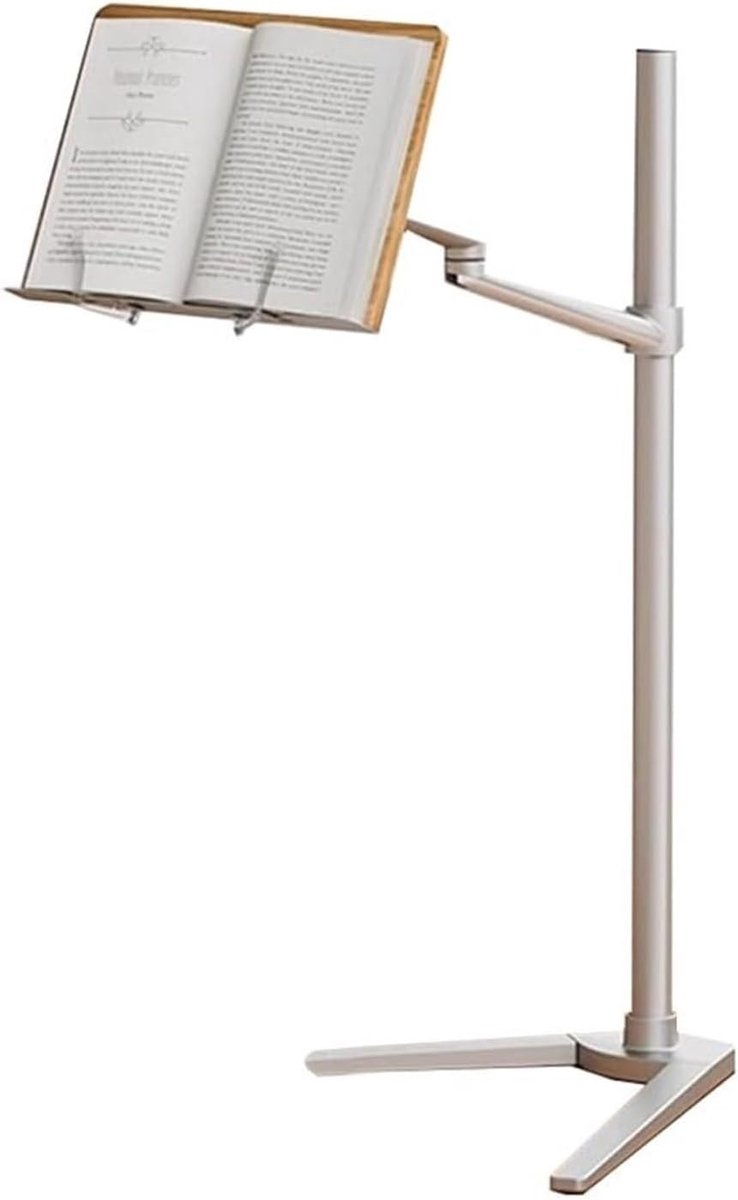 Boekenstandaard - Verstelbare houder - Lezen en studie - Multi-hoek hoogte - 53 x 90 cm - Zilver