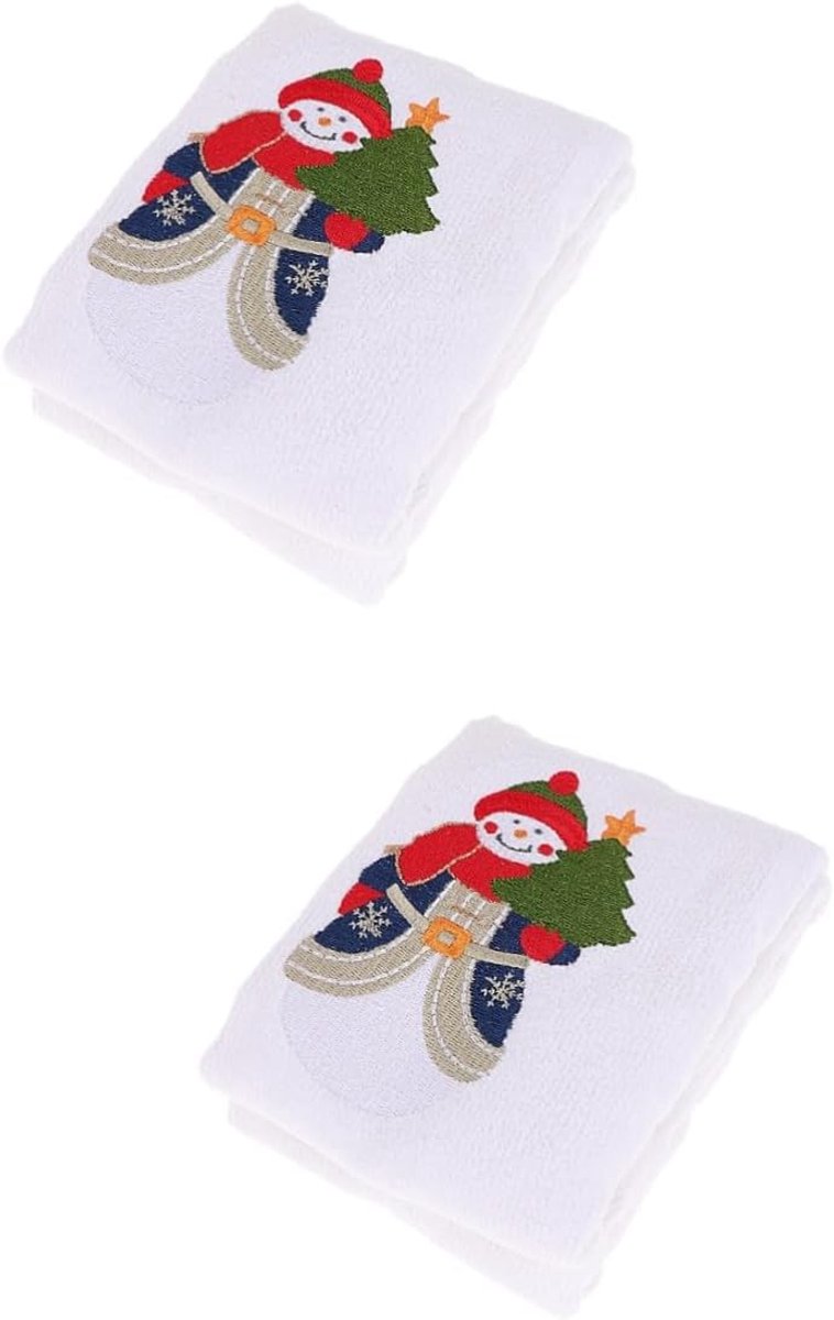Katoenen Handdoeken - Keuken Handdoeken - Gezichtsreiniging - Kerst Geborduurd - 60x38cm -