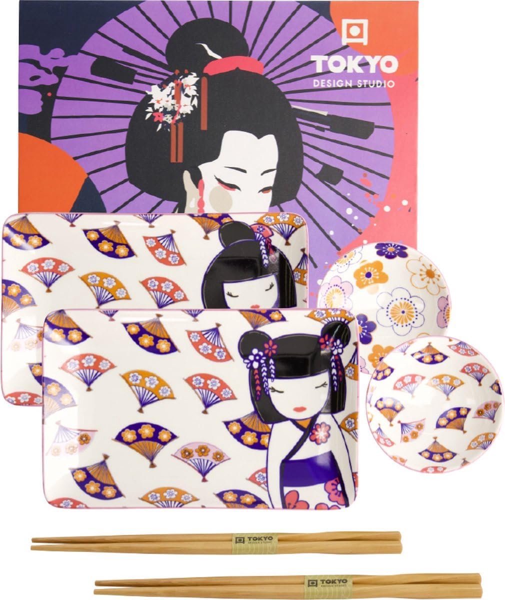 Sushi Servies Set - Japans Diner - Intiem Diner - Authentiek Design - 6 Delig - Wit