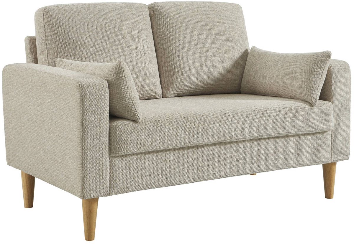 sweeek Rubberhouten en chenille stoffen 2-zitsbank - bjorn Beige