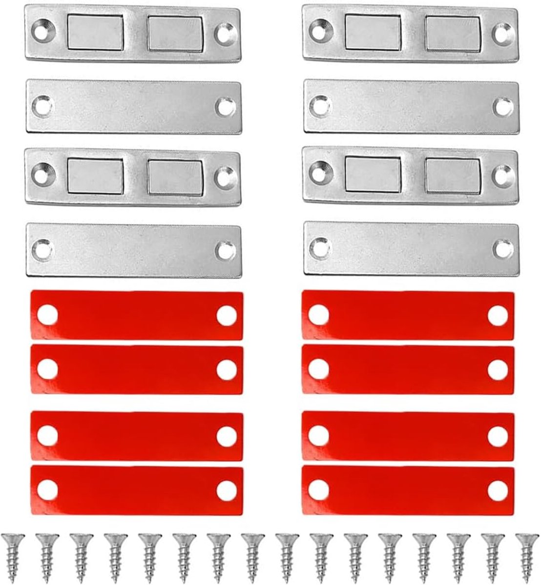Magnetische Sluitingen - Kastdeur Sluiting - Meubelbeveiliging - Boorvrije Installatie - 4 Stuks - Zilverkleurig