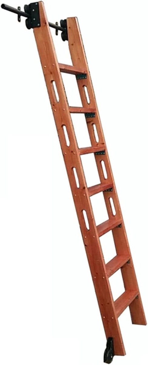 Verrijdbare Bibliotheekladder - Schuifladder Systeem - Boekenplanken Bereiken - Soepele Schuifbeweging - 400 Cm Lengte