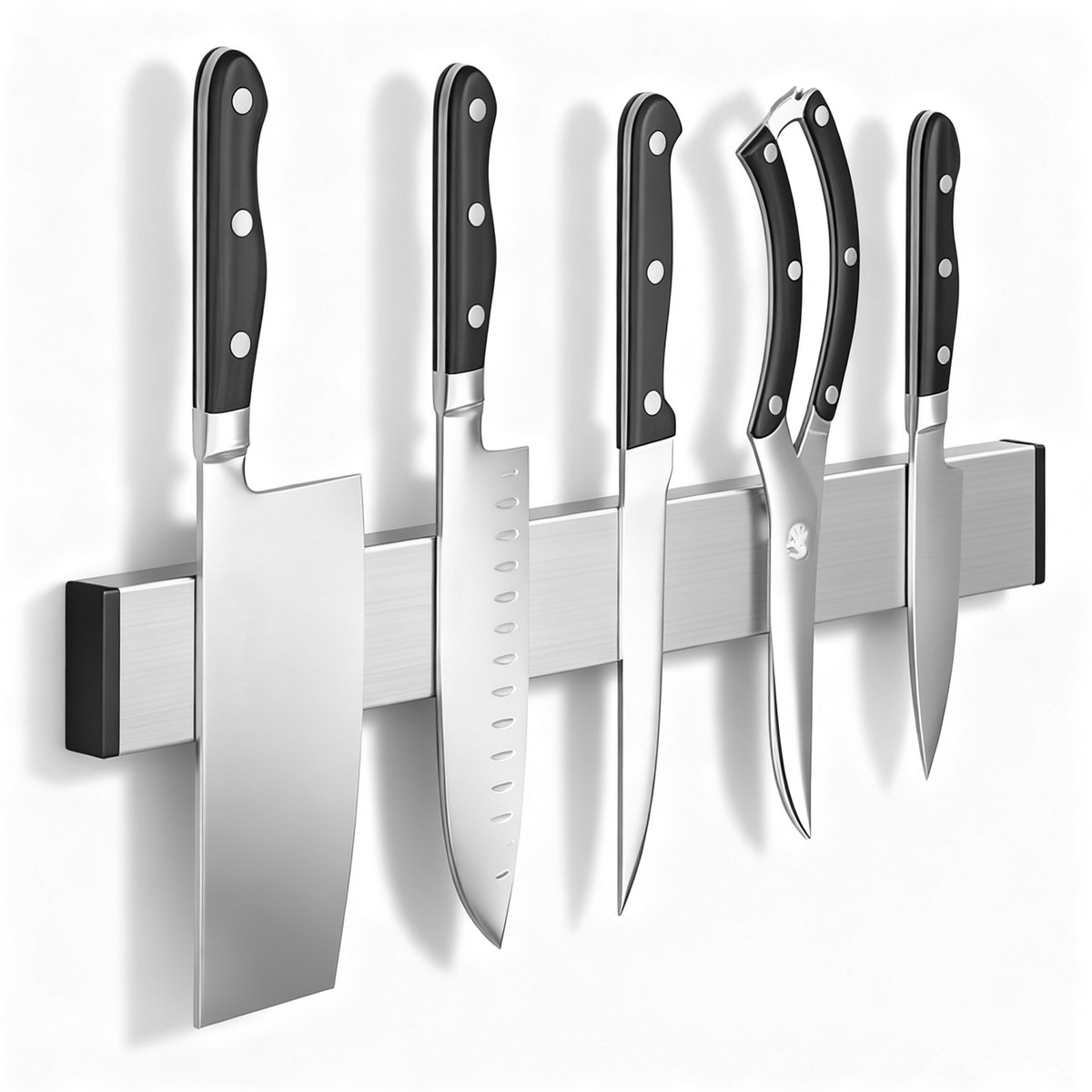 GOODEVN Magnetische Messenhouder 30 cm - RVS Messenmagneet Zonder Boren - Met 3M Plakstrip - Keuken Magneetstrip voor Wandmontage