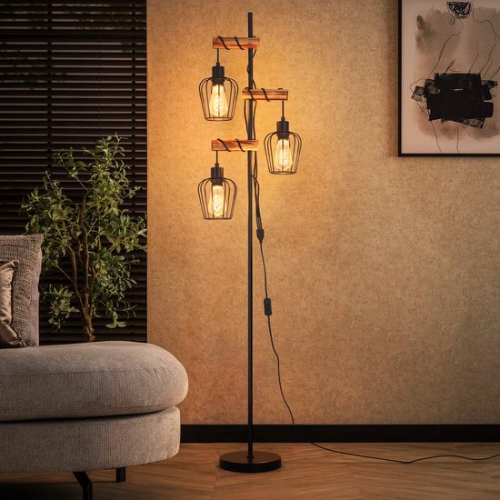 Good&Mojo vloerlamp Ibiza naturel/zwart large - De Troubadour interieurs Good&Mojo vloerlamp Ibiza naturel/zwart large - De Troubadour interieurs