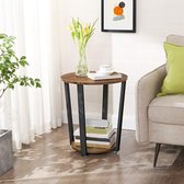 Ronde bijzettafel met 2 niveaus, industriële stijl, dia.39 cm koffie