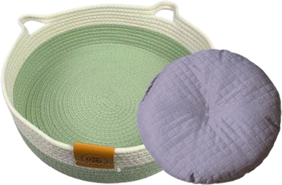 Huisdierenmand Katoen - Kattenmand Puppybed - Comfortabel Rusten - Handgeweven Ontwerp - 3 Maten Beschikbaar - Natuurlijke Kleur