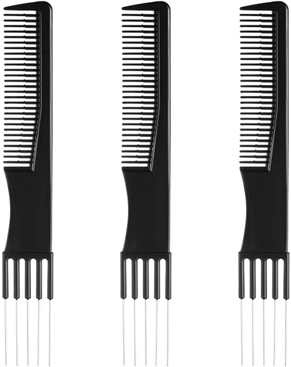 Dubbelzijdige Kammen - Styling Vorken - Haar Styling - Roestvrij Staal Pinnen - 19.3 x 2.6 cm - Zwart