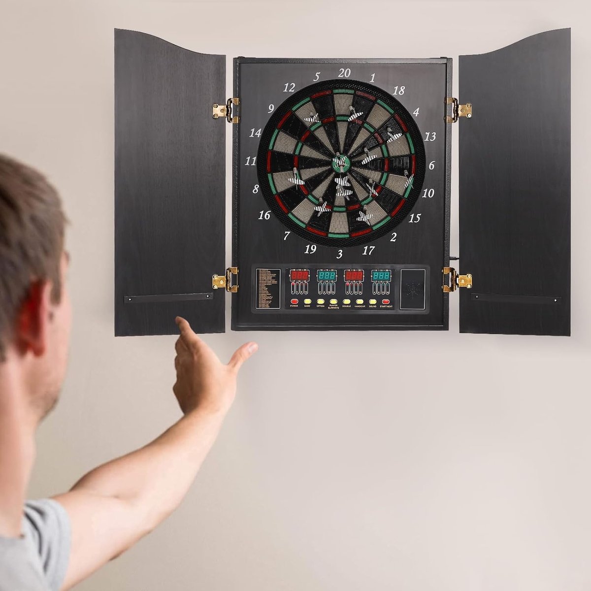 Elektronisch Dartbord - Dartautomaat Spelcomputer - Gezellig Spelen - 27 Spellen 243 Varianten - 102 x 62 cm - Zwart