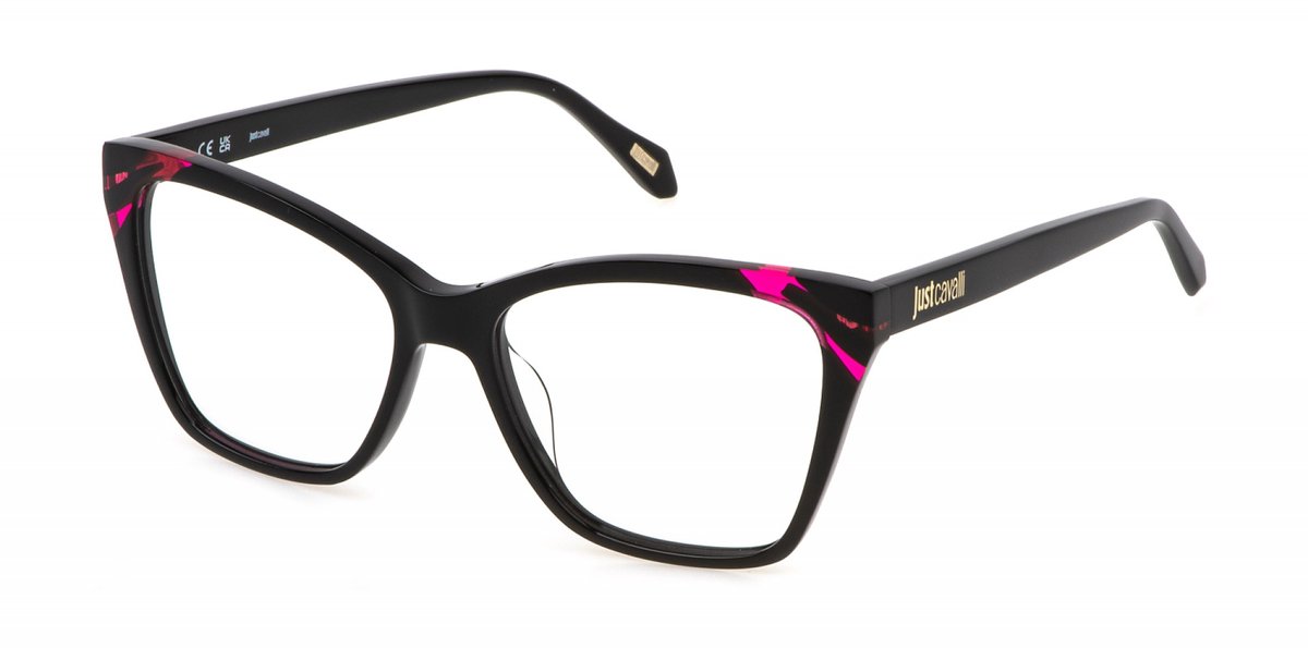 Just Cavalli VJC077 Nero+rosa lucido 54/16/140 WOMAN Brilmonturen