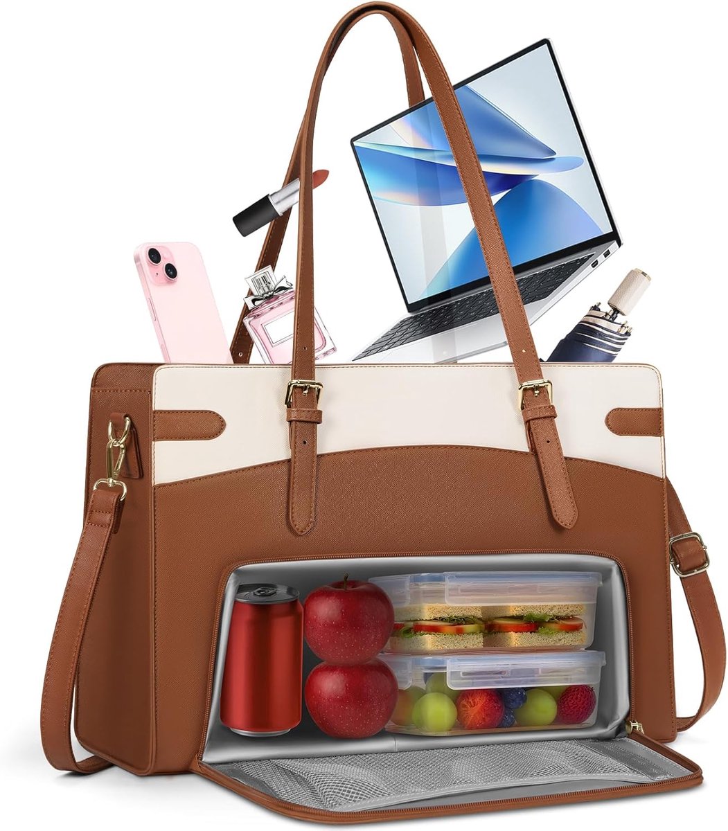 Laptoptas Dames - Werktas Aktetas - Organiseer Spullen - Geïsoleerd Lunchvak - 43 x 32 x 16 cm