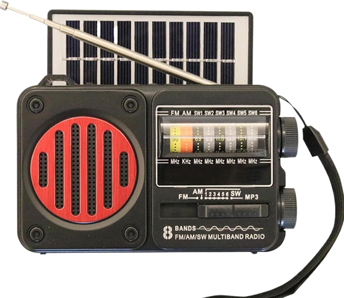 Noodradio Zaklamp - Draagbare Radio - Stroomuitval Survival - Zonne-energie Oplaadbaar - 14 x 9 x 45 cm
