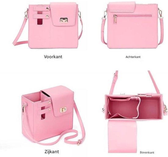 longziming - Waterfles crossbody tas - Draagbare waterfles tas - Waterfles draagtas - PU leder - Verstelbare schouderriem - Geschikt voor Stanley beker - Handig draagontwerp - Roze — afbeelding 2