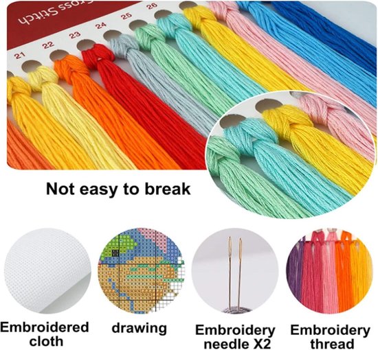Kruissteek Kits - Borduurpakketten - Muurdecoratie - Voorbedrukte Doek - 40x50 cm - Boeddha Portret — afbeelding 5