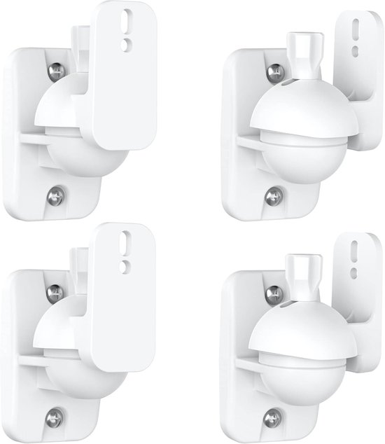 Wandhouders voor luidsprekers wit, draaibaar en kantelbaar, ruimtebesparend, voor speakers tot 3,5 kg, set van 4
