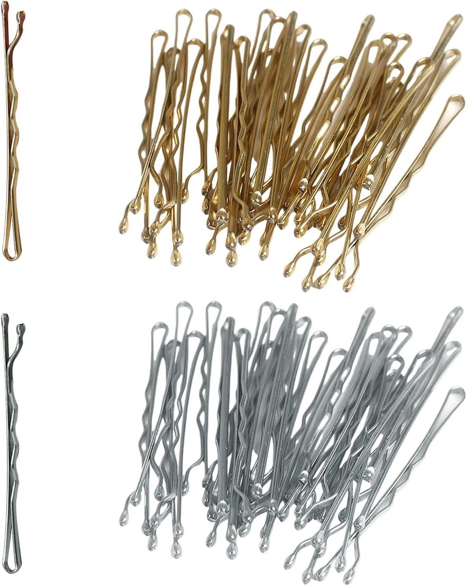 Haarclips Set - Mini Clips - Haar Styling - Golvend Ontwerp - 3.5 Cm - Goud Zilver