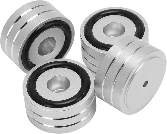 Monosaudio 4X HiFi-luidsprekerspikes, 39 x 39 mm, apparaatvoeten, POM, verstelbare hoogte, luidsprekerstandaardvoeten, schokdemper, pads, isolatievoeten, HiFi-onderzetters voor versterker, subwoofer
