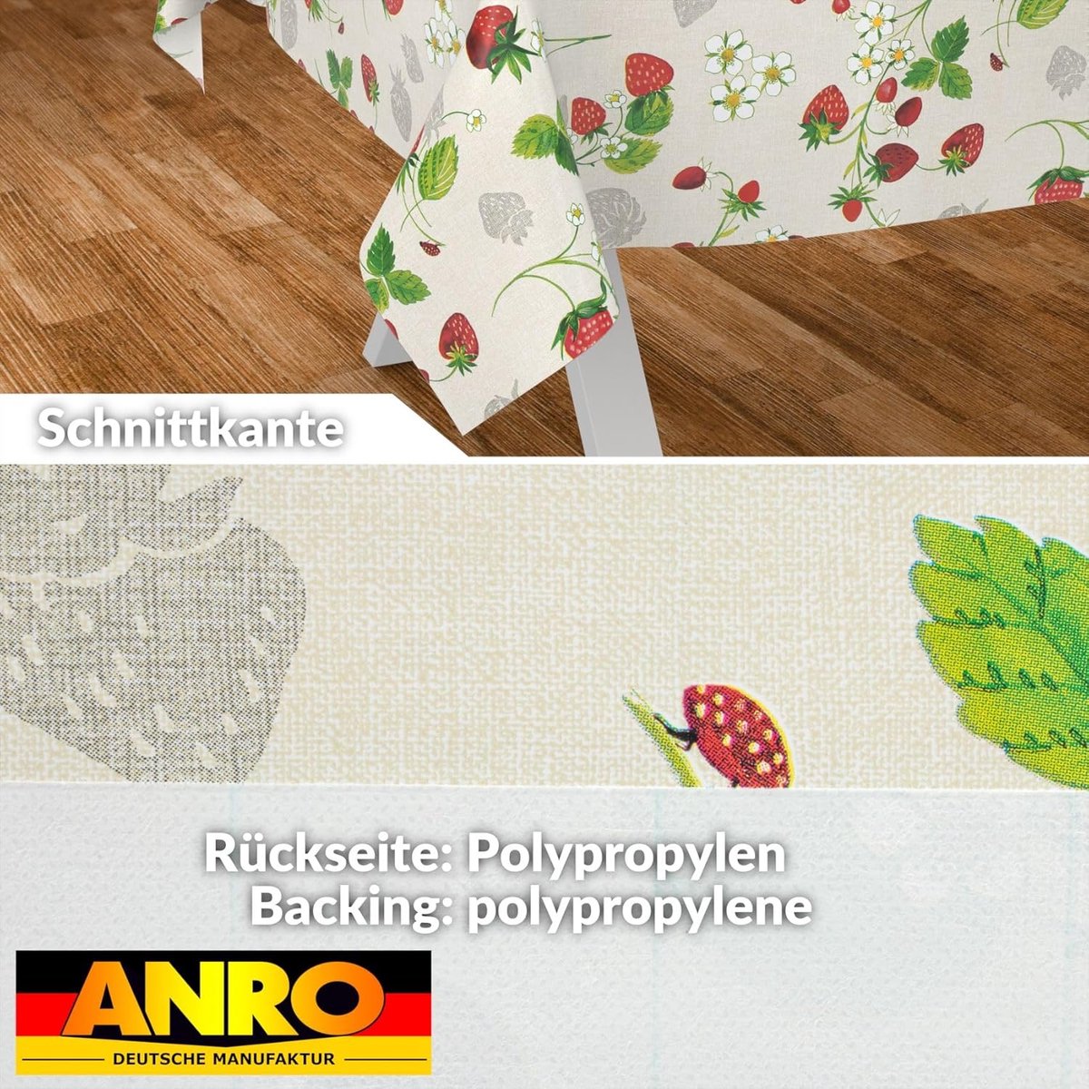 Afwasbaar Tafelzeil voor Binnen en Buiten met Aardbeienprint - Knippend op Maat