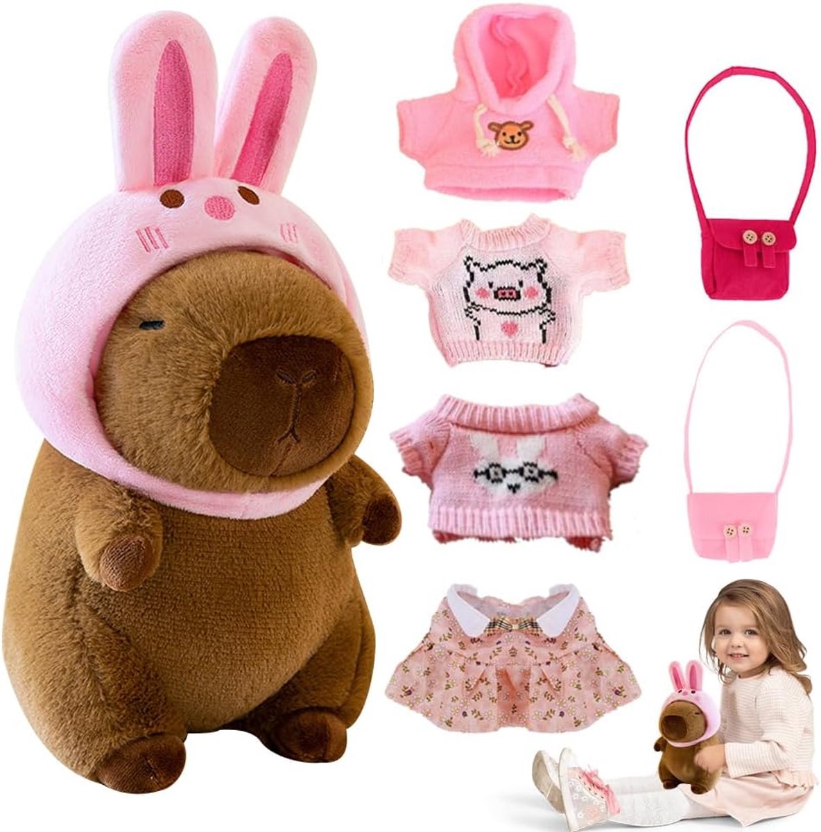 Knuffelset Waterhoen Pluche Speelgoed met Kleding en Accessoires - Cadeau voor Kinderen