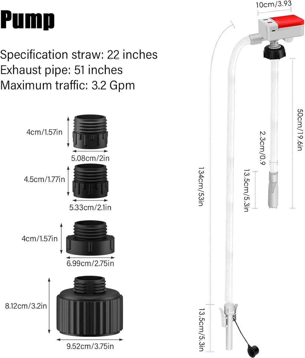 Elektrische Hevelpomp met Auto-Stop Sensor - Brandstofpomp voor Jerrycans - USB-C & Batterij Voeding - 12 L/min - Inclusief 4 Adapters - Voor Benzine, Diesel thumbnail 5