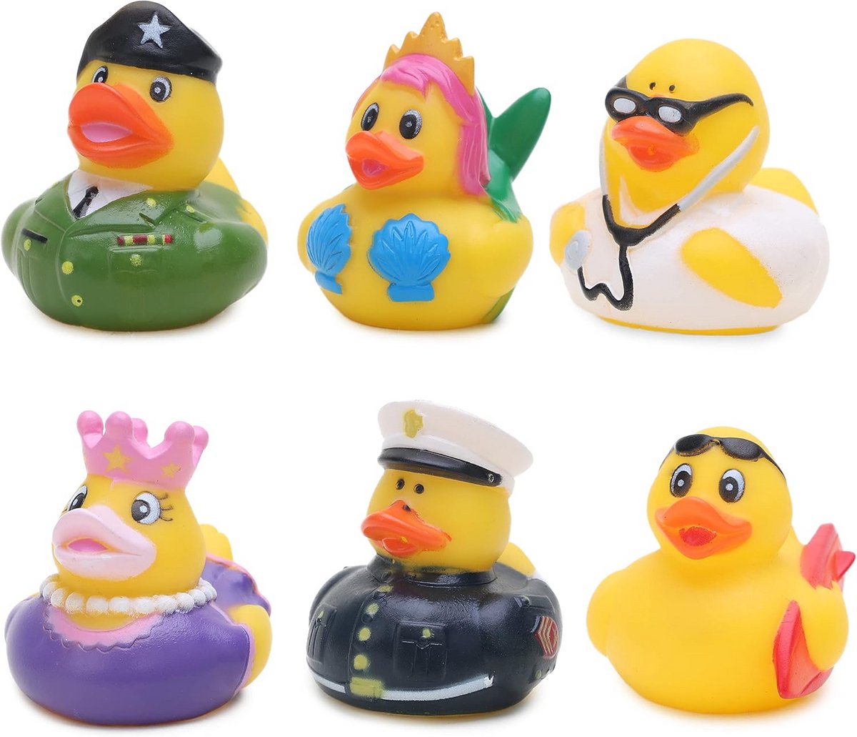 Set van 6 Eendenras Badeendjes 6 cm - Leuk Badspeelgoed voor Kind en Baby