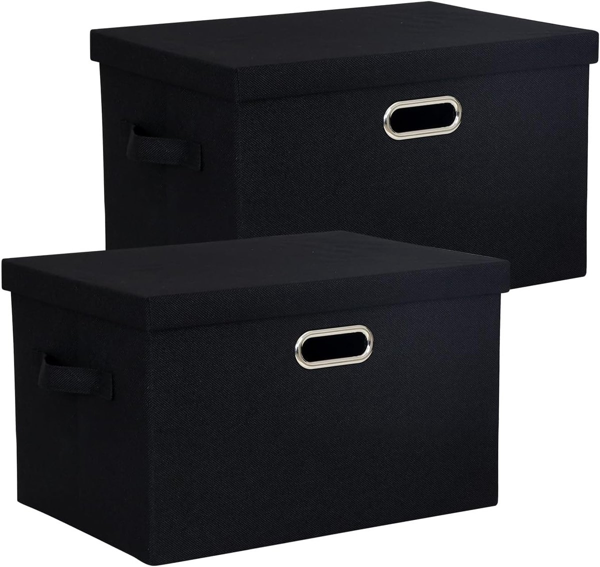 2-Pack Opvouwbare Opbergbakken met Deksel en Handgrepen voor Kast en Thuis